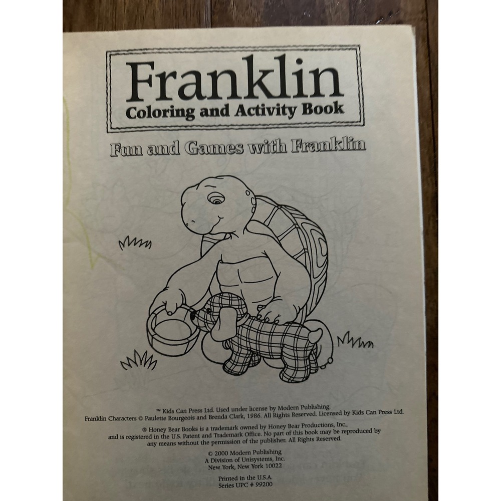 Franklin Coloring and Activity Book‎ Fun and Games 2000 Modern Publishing - Picture 2 of 4